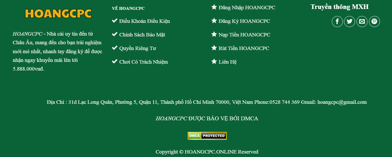 liên hệ nhà cái HOANGCPC