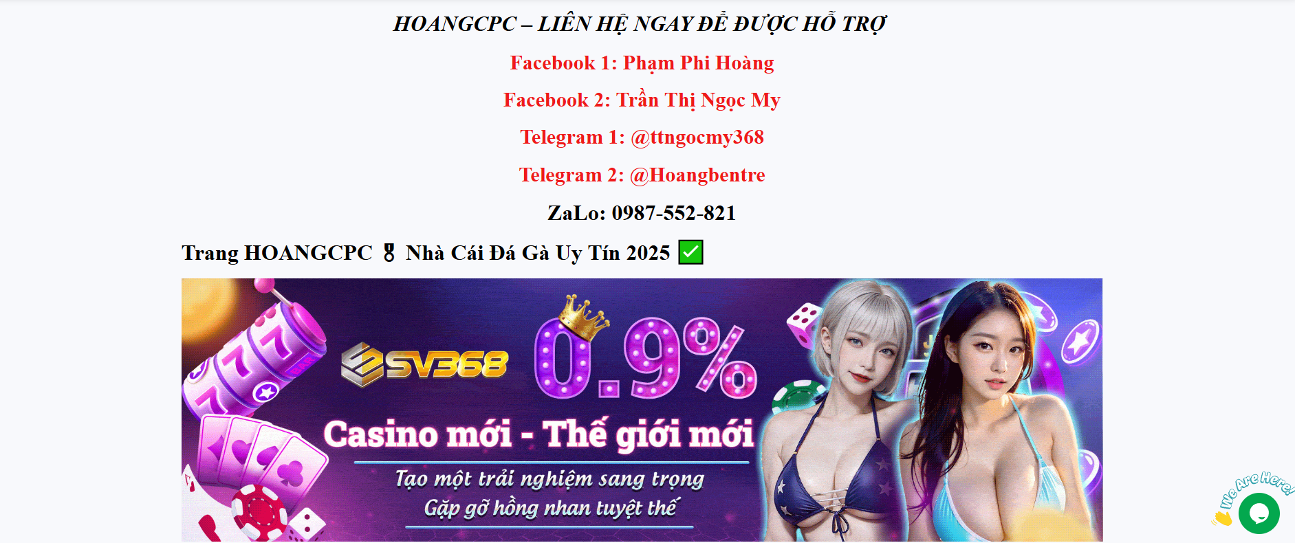 Thông tin liên hệ nhà cái HOANGCPC